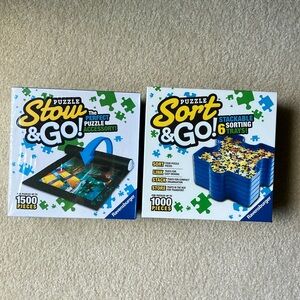 TWO Ravensburger Puzzle organizers. Sort trays and mat. New in packaging.